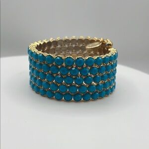 1349. Cara‎ New York Elegant Gold and Blue Wraparound Bracelet